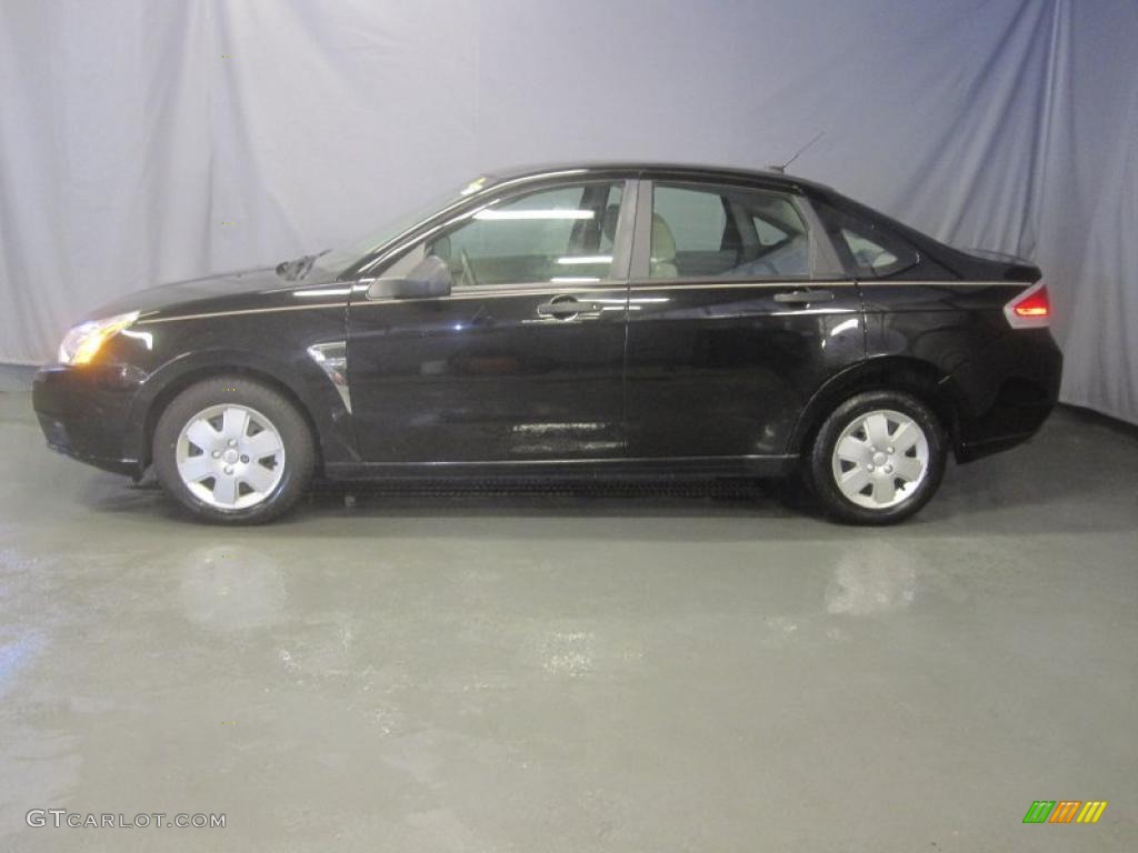 2008 Focus S Sedan - Black / Medium Stone photo #2