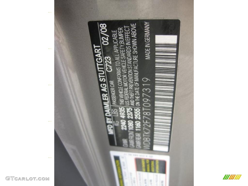 2008 CLK Color Code 723 for Pewter Metallic Photo #33820338
