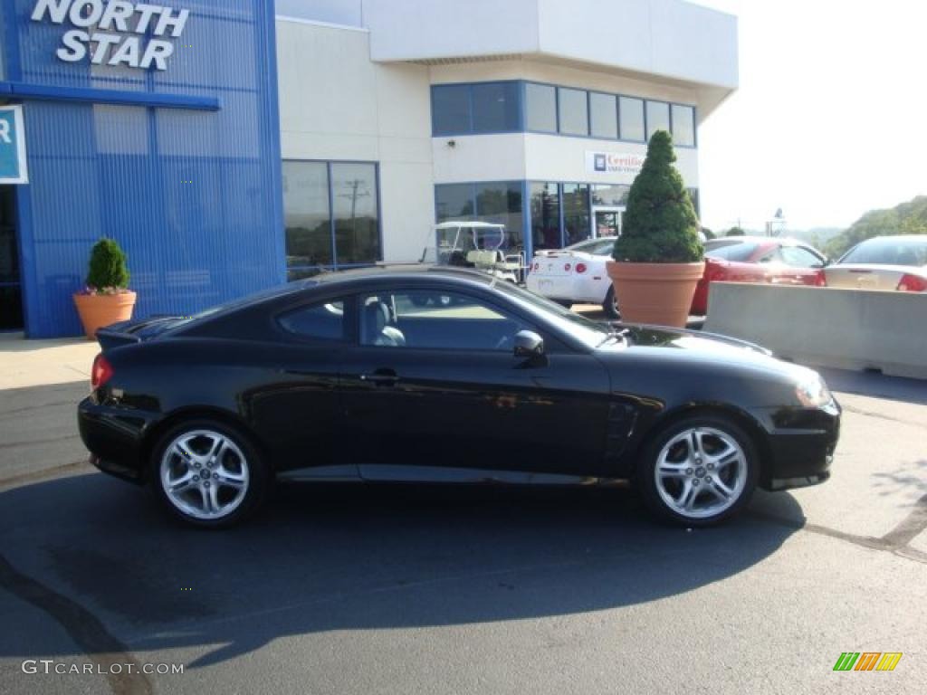 2005 Tiburon GT - Obsidian Black / Black/Red photo #2