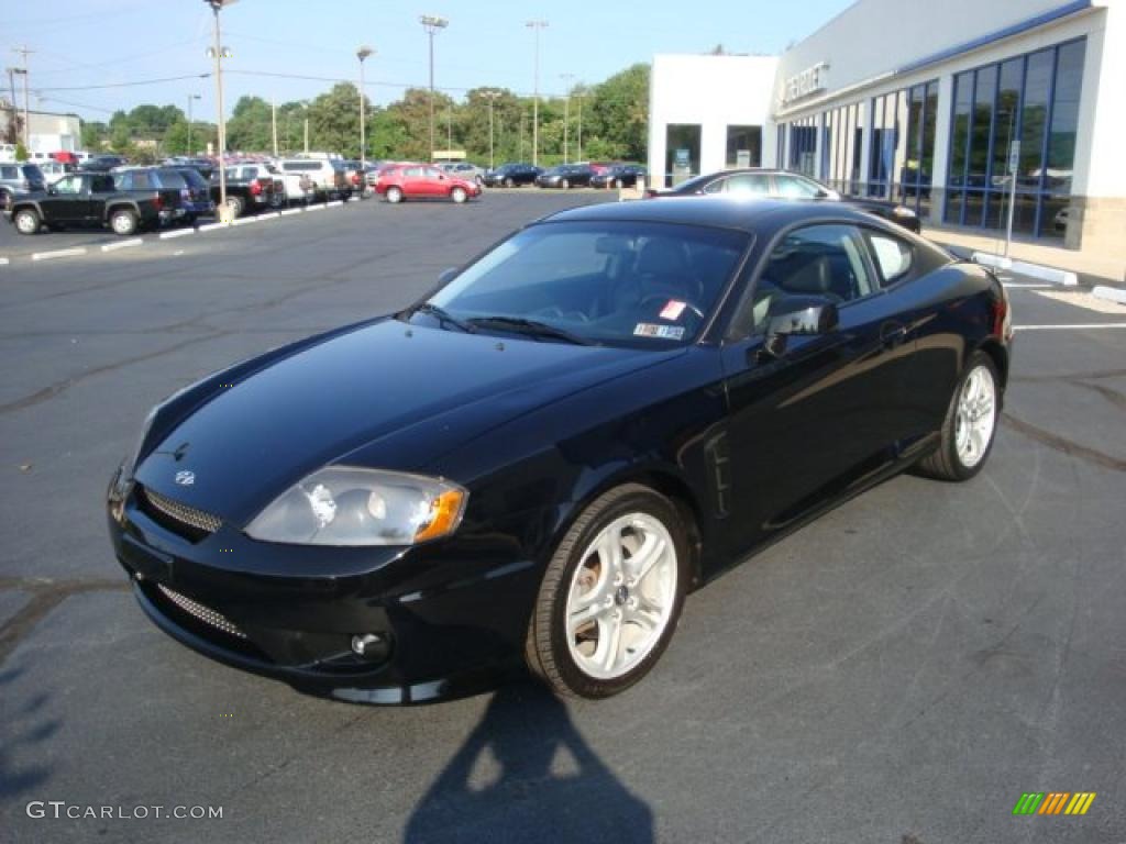 2005 Tiburon GT - Obsidian Black / Black/Red photo #7