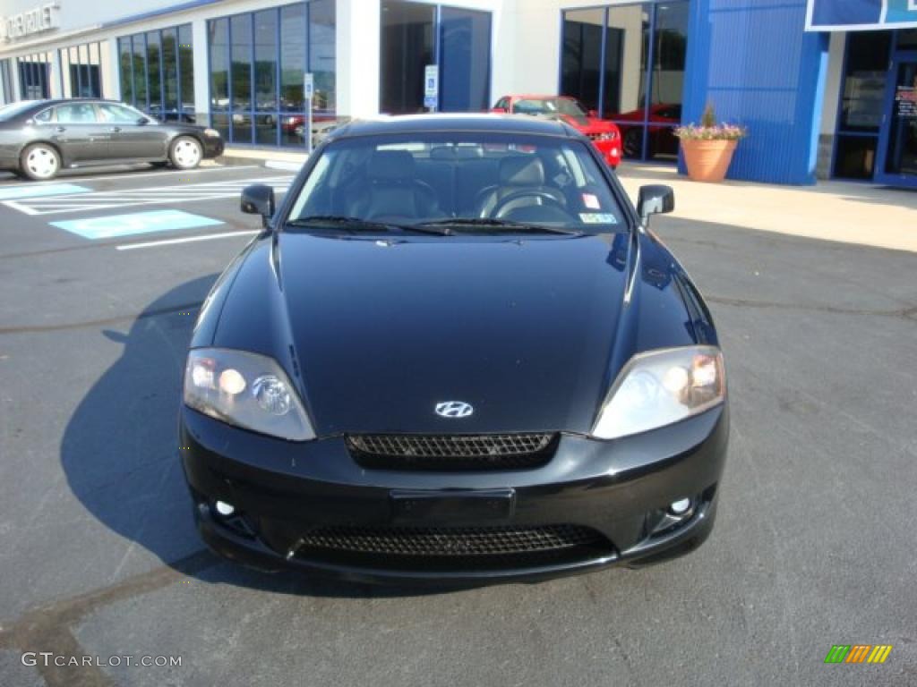 2005 Tiburon GT - Obsidian Black / Black/Red photo #8