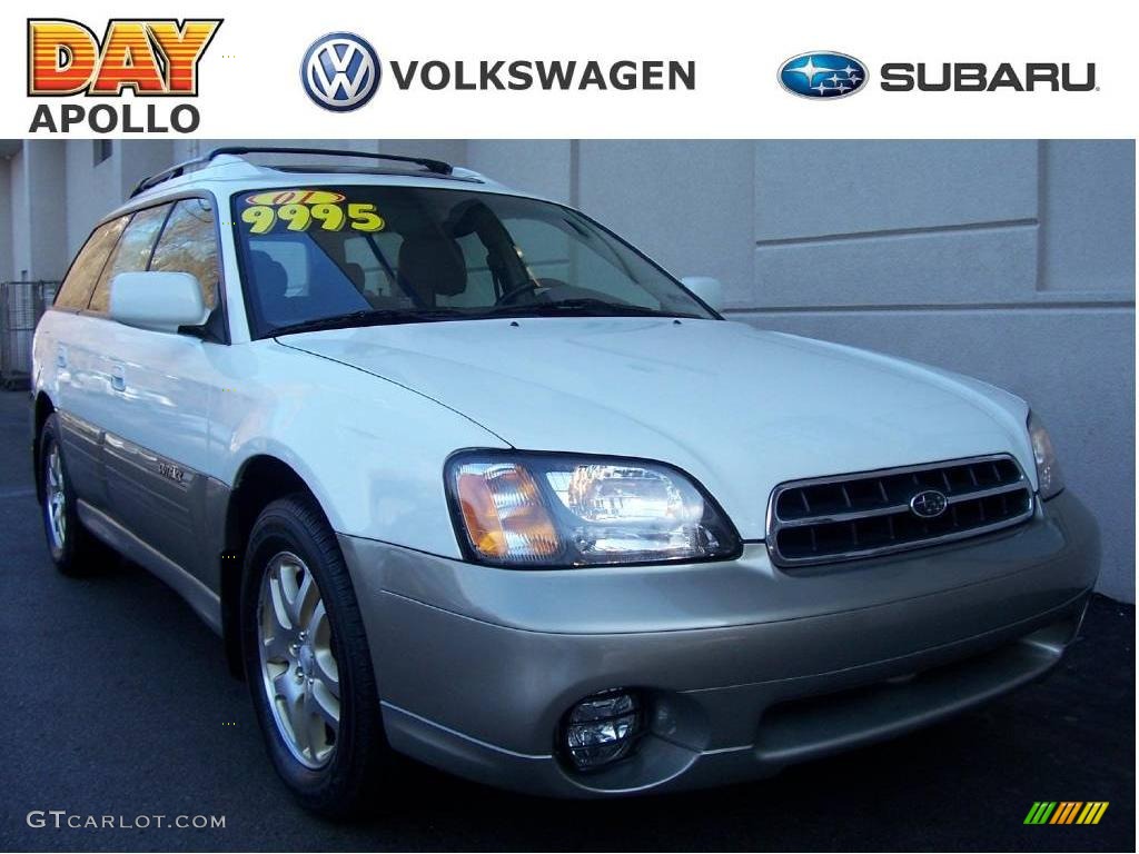 2001 Outback Limited Wagon - White Frost Pearl / Beige photo #1