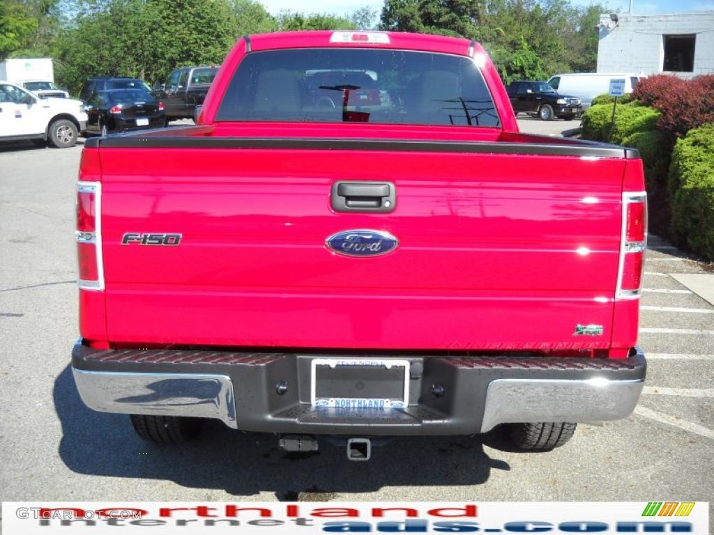 2010 F150 XLT SuperCab 4x4 - Vermillion Red / Medium Stone photo #7