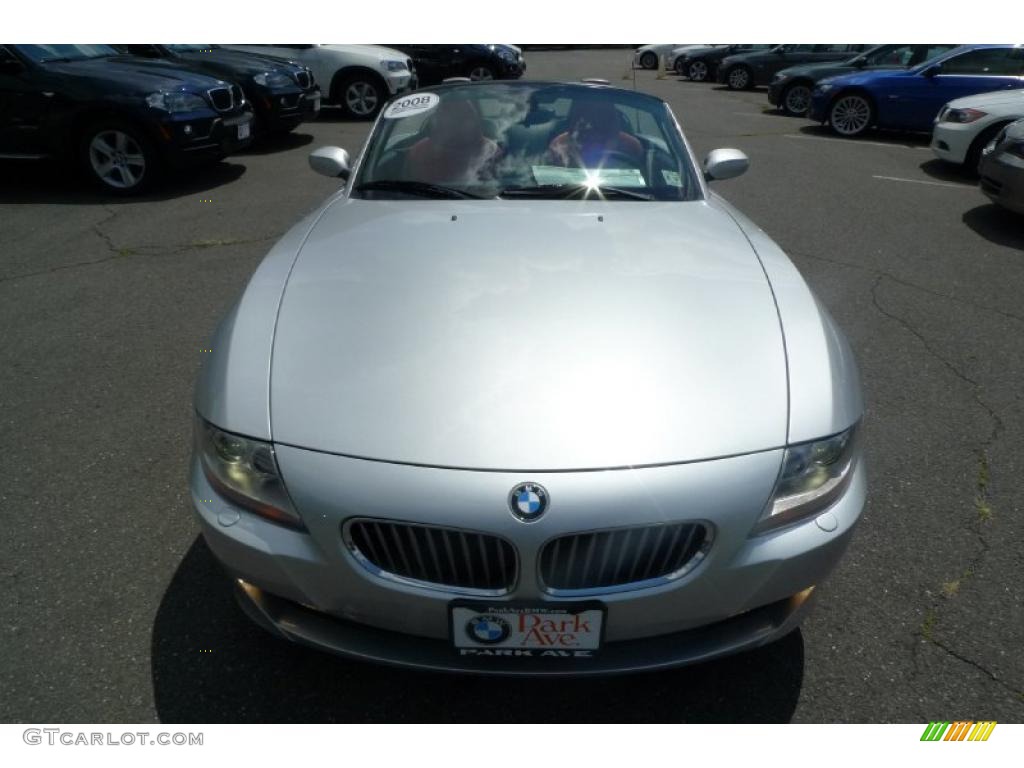 2008 Z4 3.0si Roadster - Titanium Silver Metallic / Dream Red photo #12