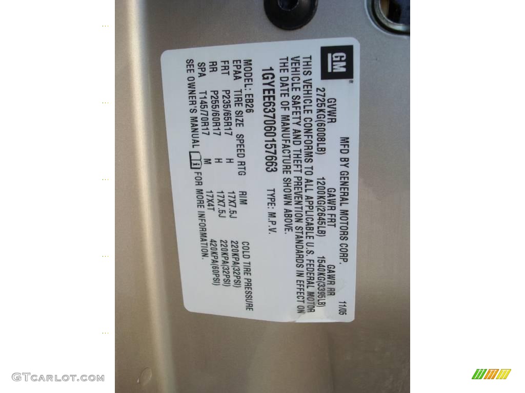 2006 SRX V6 - Sand Storm / Cashmere photo #29