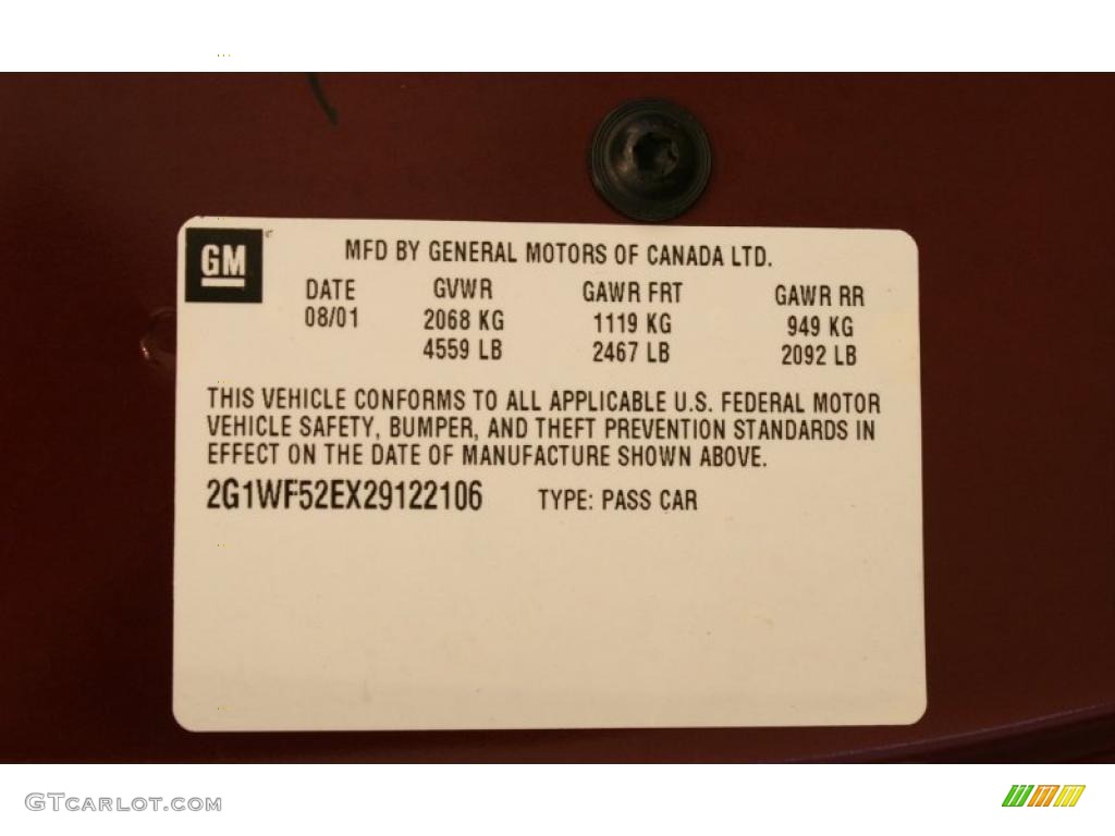 2002 Impala  - Dark Carmine Red Metallic / Medium Gray photo #24