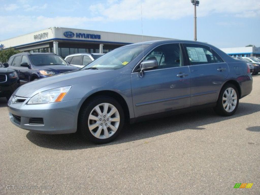 2007 Accord SE V6 Sedan - Cool Blue Metallic / Gray photo #2