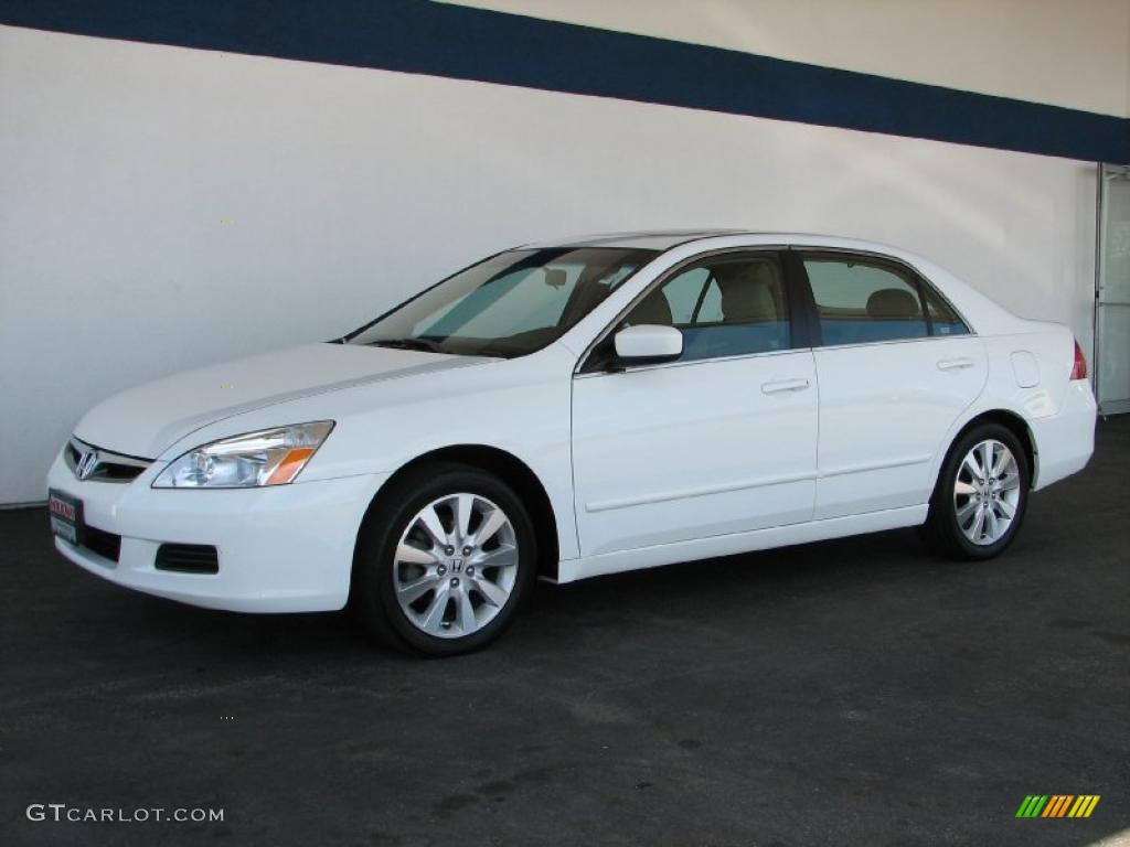 2007 Accord EX-L V6 Sedan - Taffeta White / Ivory photo #1