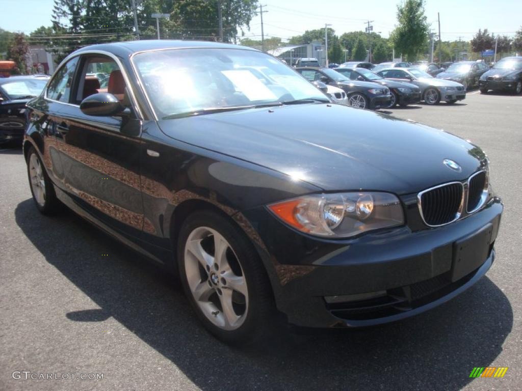 2008 1 Series 128i Coupe - Jet Black / Coral Red photo #7