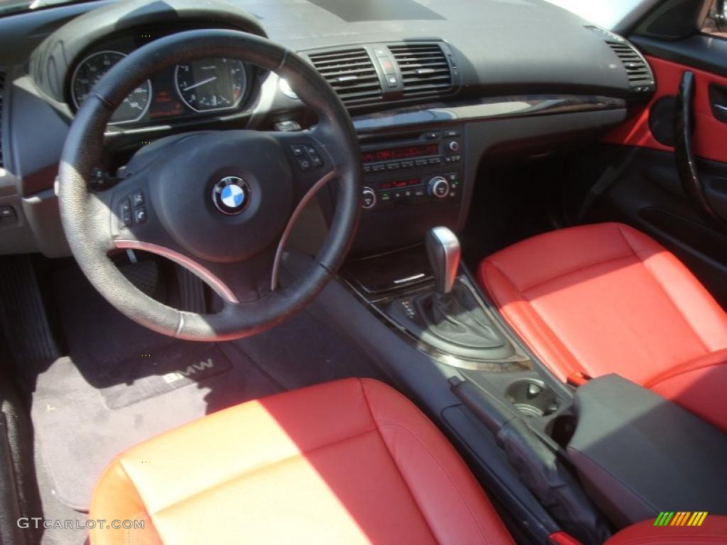 2008 1 Series 128i Coupe - Jet Black / Coral Red photo #12