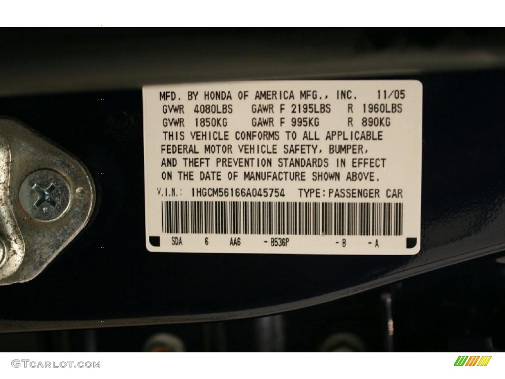 2006 Accord Value Package Sedan - Royal Blue Pearl / Gray photo #25