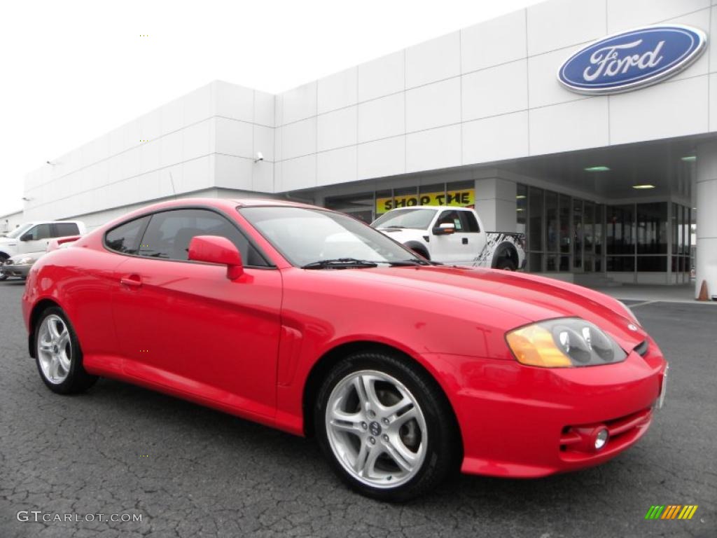 2003 Tiburon GT V6 - Rally Red / Black photo #1