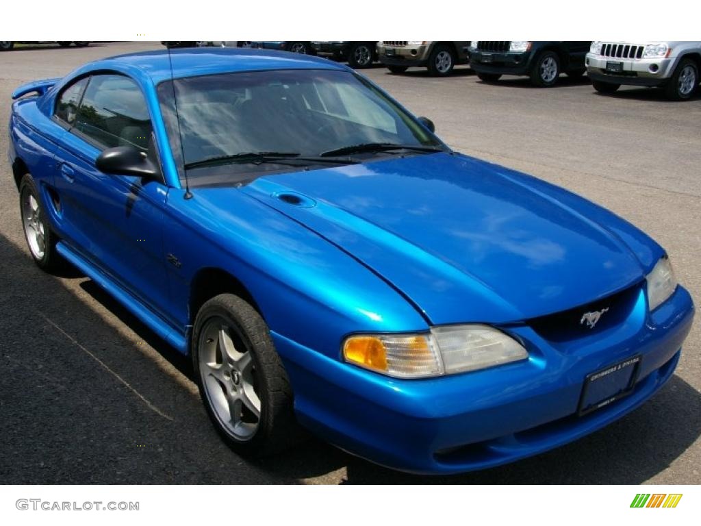 1998 Mustang GT Coupe - Bright Atlantic Blue / Black photo #13
