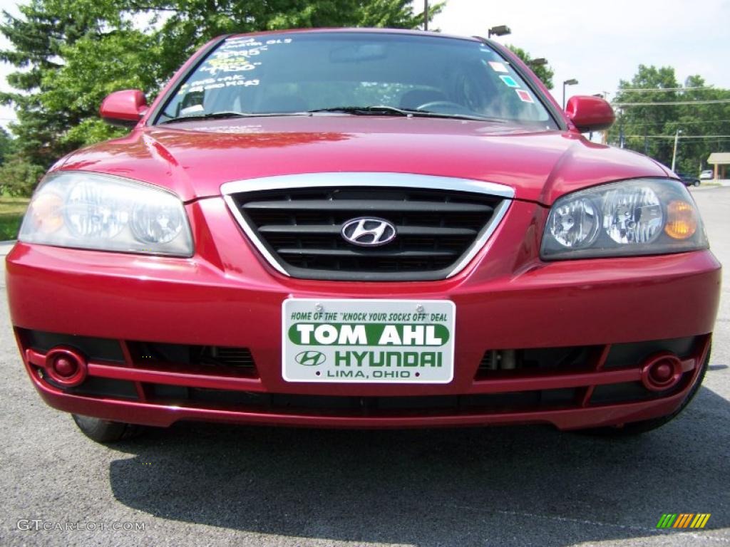 2004 Elantra GLS Sedan - Crimson Dark Red / Gray photo #2