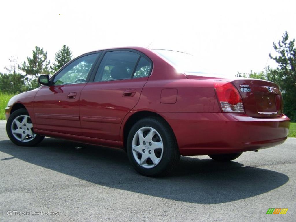 2004 Elantra GLS Sedan - Crimson Dark Red / Gray photo #3