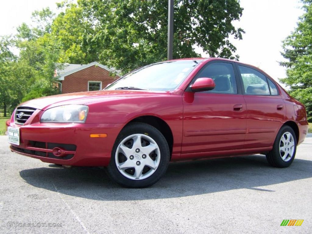 2004 Elantra GLS Sedan - Crimson Dark Red / Gray photo #4