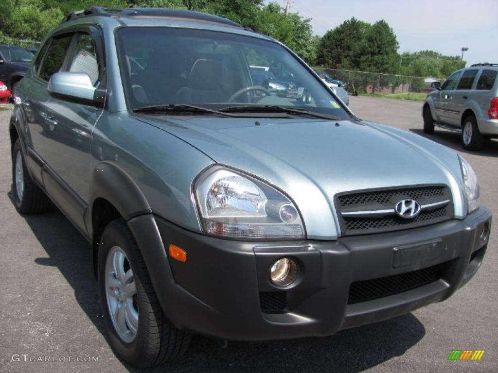 2007 Tucson SE 4WD - Alpine Frost Blue Metallic / Gray photo #15