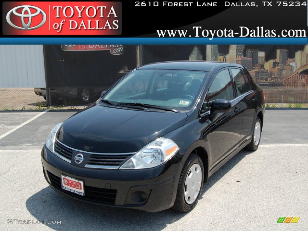 2009 Versa 1.8 S Sedan - Super Black / Charcoal photo #1