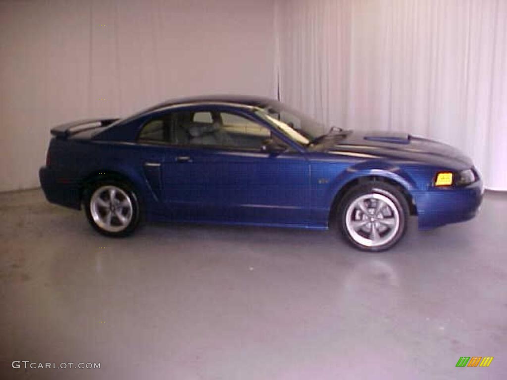 2002 Mustang GT Coupe - Sonic Blue Metallic / Medium Graphite photo #3