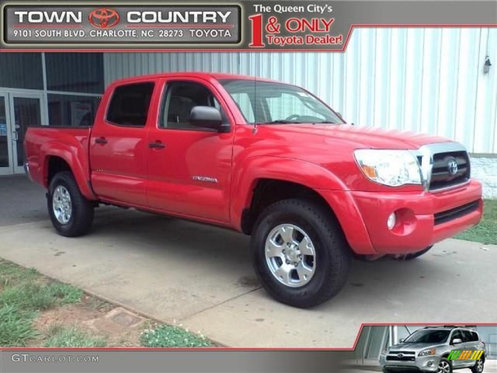 2007 Tacoma V6 SR5 PreRunner Double Cab - Radiant Red / Taupe photo #1