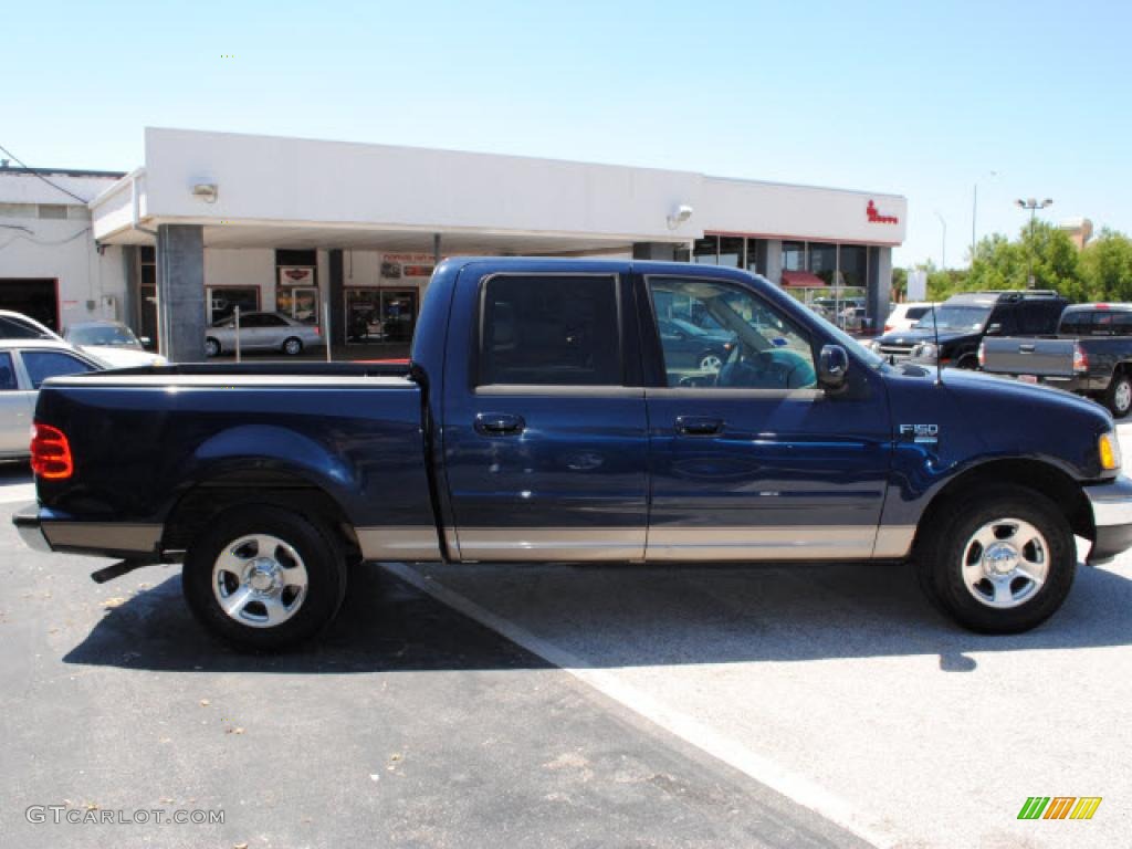 2002 F150 XLT SuperCrew - True Blue Metallic / Medium Parchment photo #4