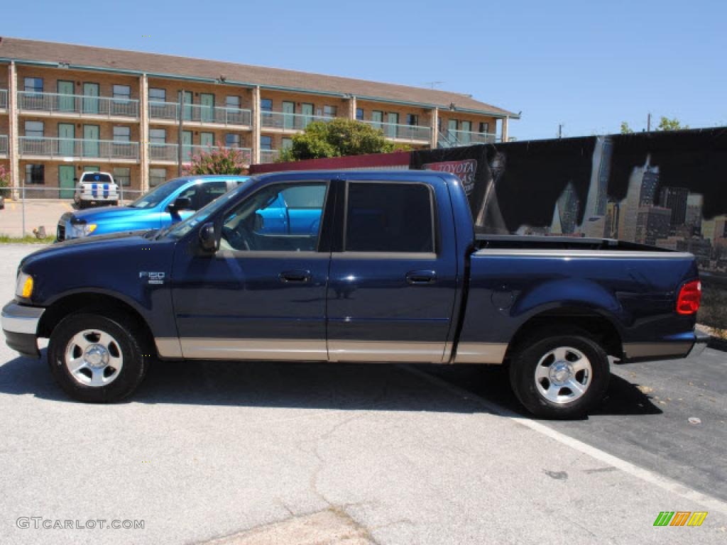2002 F150 XLT SuperCrew - True Blue Metallic / Medium Parchment photo #8