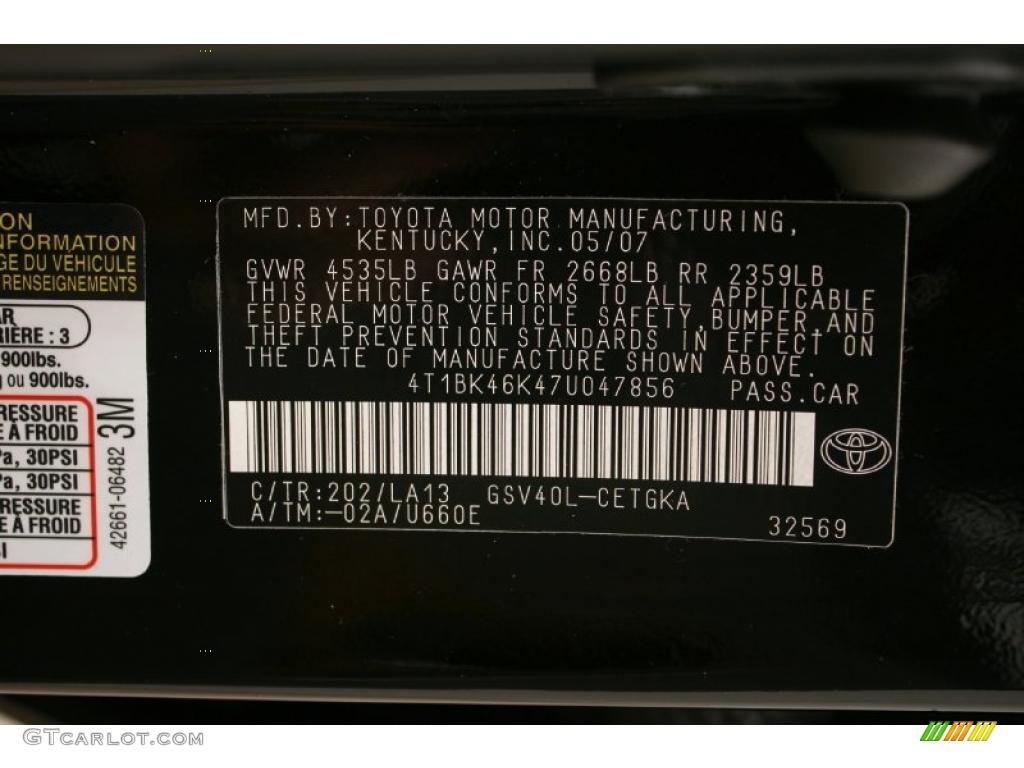 2007 Camry XLE V6 - Black / Bisque photo #29