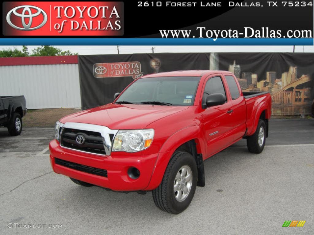 2007 Tacoma PreRunner Access Cab - Radiant Red / Taupe photo #1