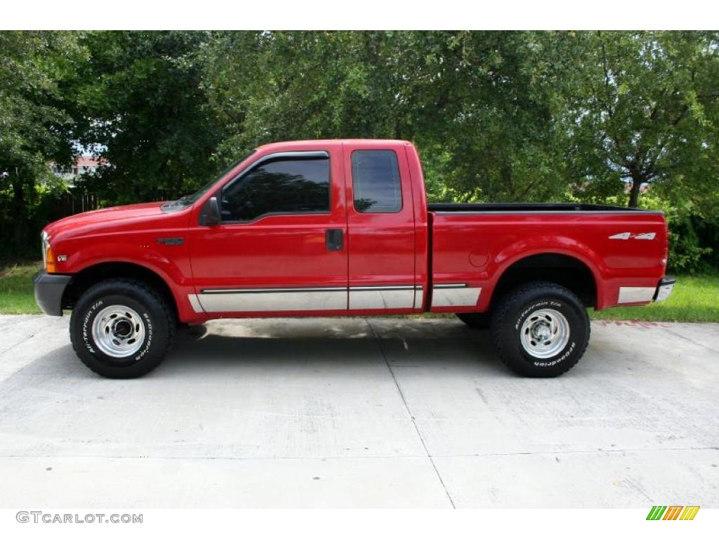 1999 F250 Super Duty Lariat Extended Cab 4x4 - Red / Medium Graphite photo #3