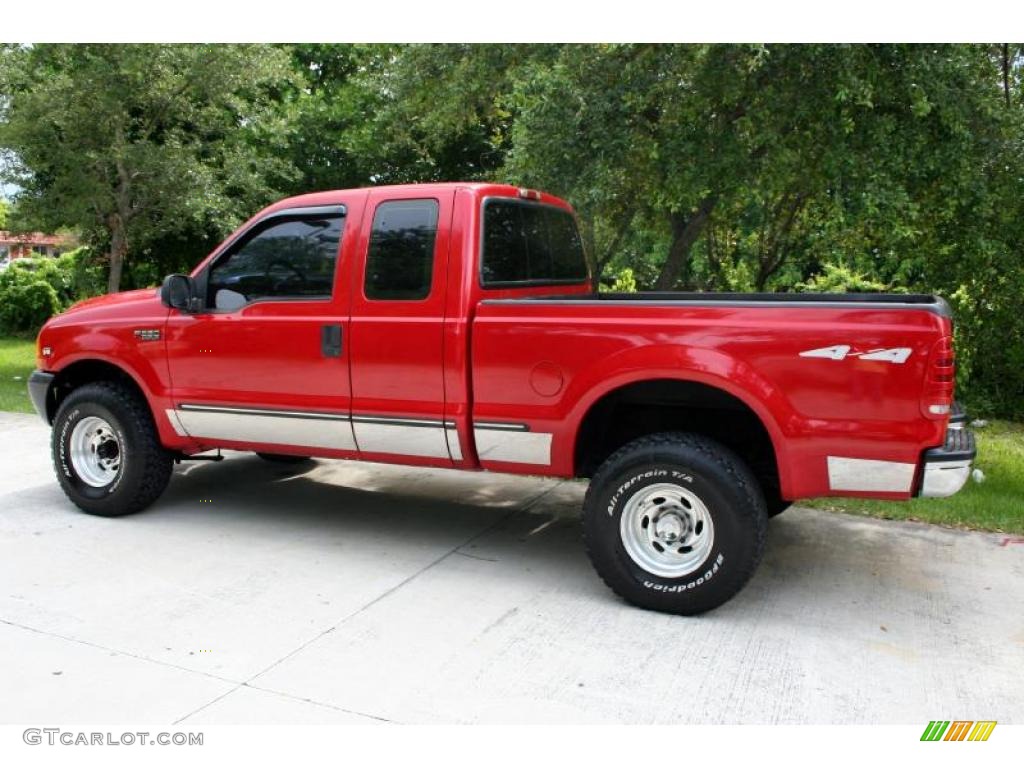 1999 F250 Super Duty Lariat Extended Cab 4x4 - Red / Medium Graphite photo #4