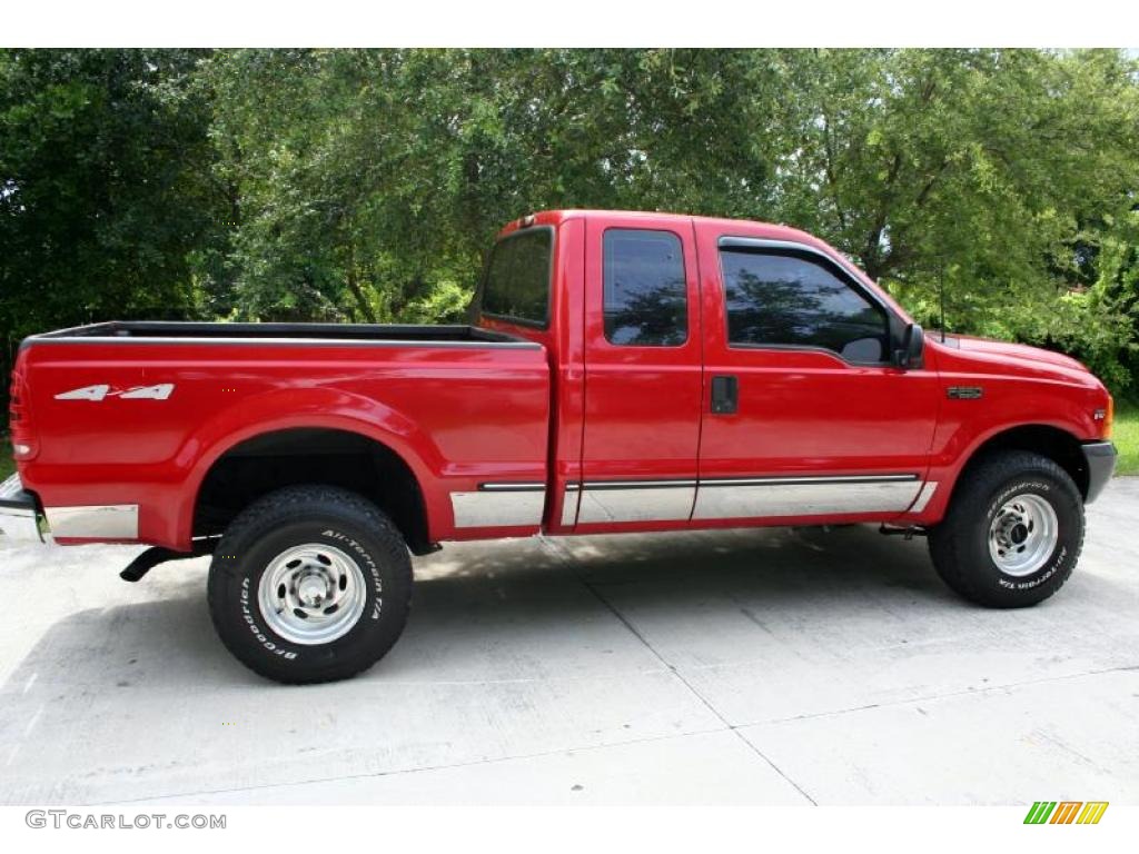 1999 F250 Super Duty Lariat Extended Cab 4x4 - Red / Medium Graphite photo #11