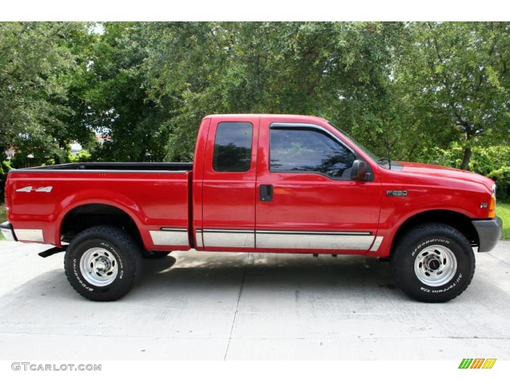 1999 F250 Super Duty Lariat Extended Cab 4x4 - Red / Medium Graphite photo #12