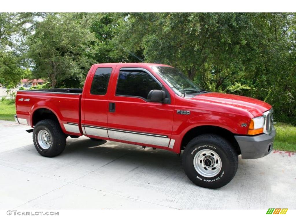 1999 F250 Super Duty Lariat Extended Cab 4x4 - Red / Medium Graphite photo #13