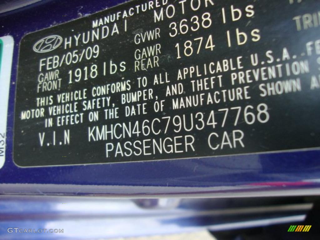 2009 Accent GLS 4 Door - Dark Sapphire Blue / Gray photo #19