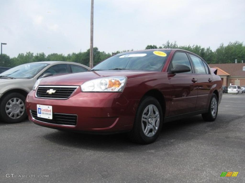 2007 Malibu LS Sedan - Sport Red Metallic / Titanium Gray photo #1