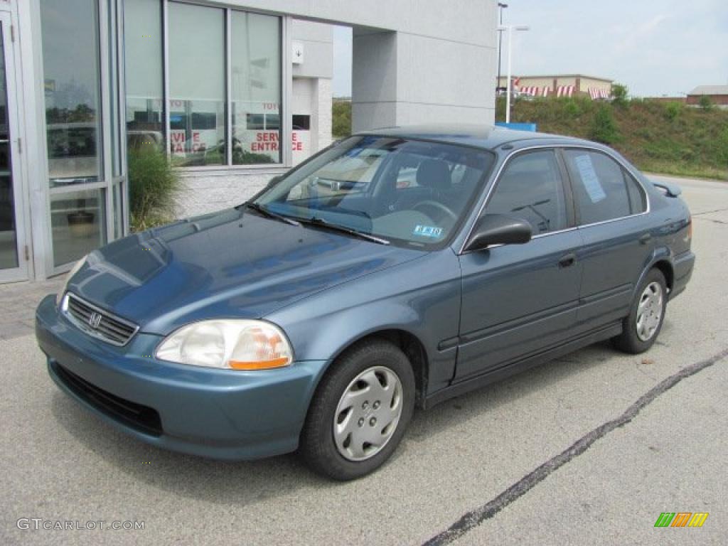 1997 Civic LX Sedan - Cyclone Blue Metallic / Gray photo #2
