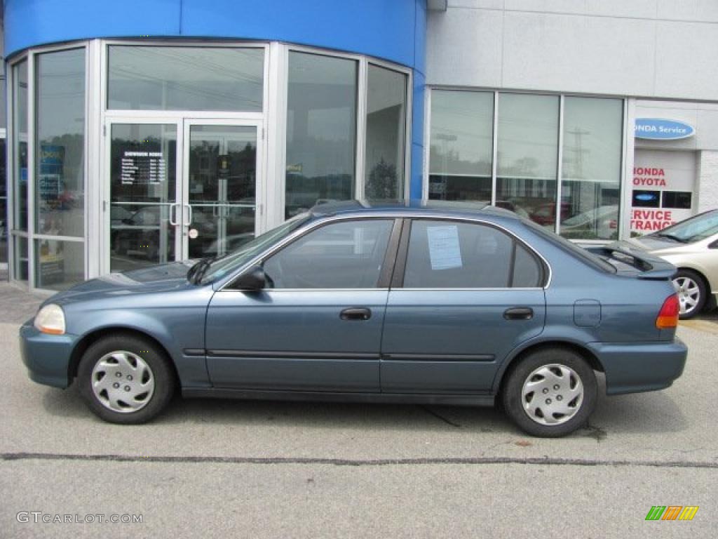 1997 Civic LX Sedan - Cyclone Blue Metallic / Gray photo #3