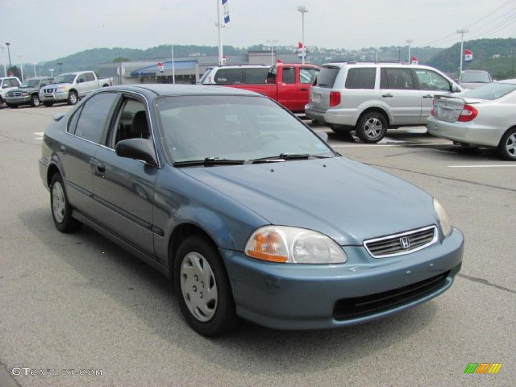 1997 Civic LX Sedan - Cyclone Blue Metallic / Gray photo #9
