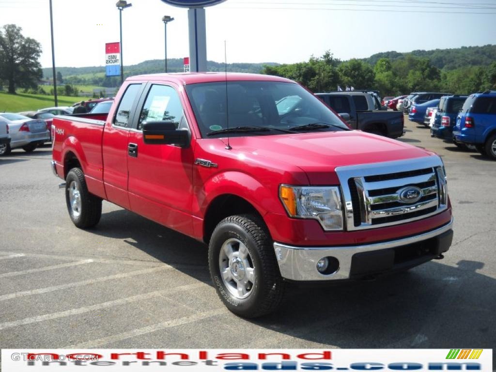 2010 F150 XLT SuperCab 4x4 - Vermillion Red / Medium Stone photo #4