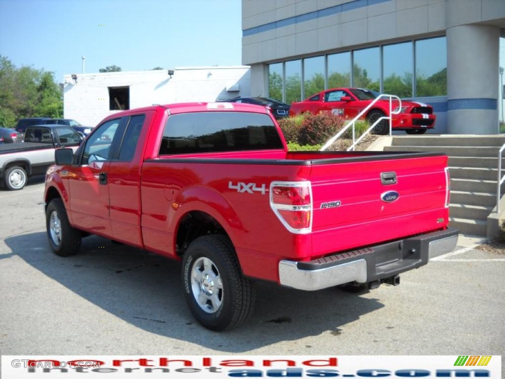 2010 F150 XLT SuperCab 4x4 - Vermillion Red / Medium Stone photo #8