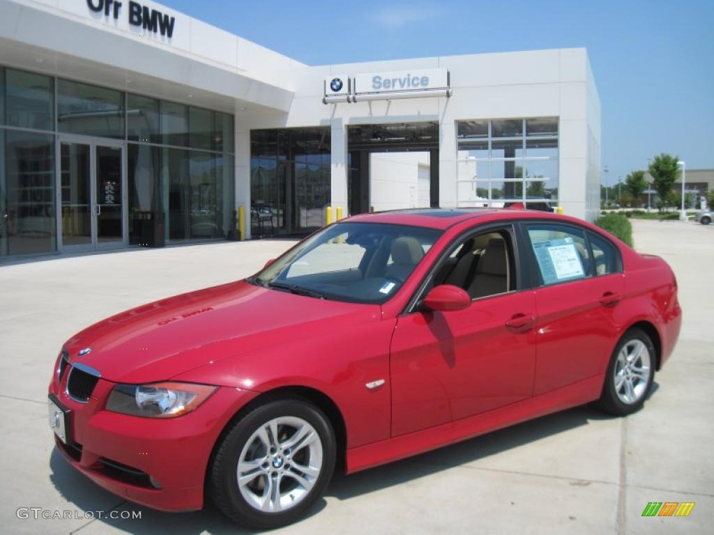 2008 3 Series 328i Sedan - Crimson Red / Beige photo #1