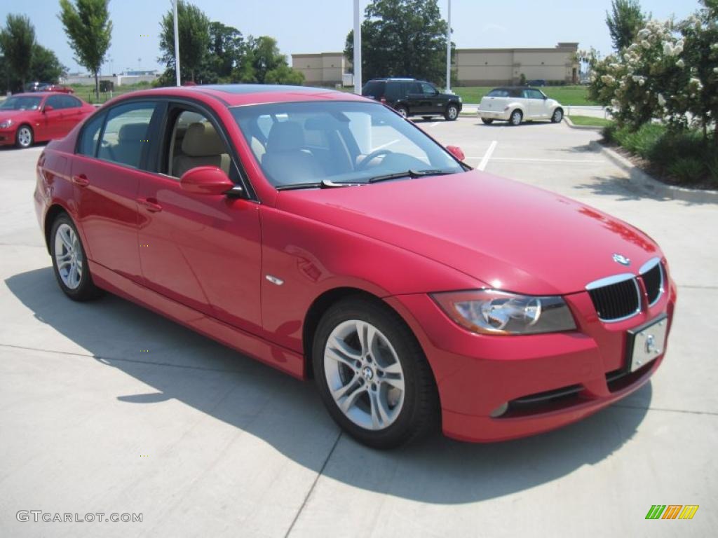 2008 3 Series 328i Sedan - Crimson Red / Beige photo #2