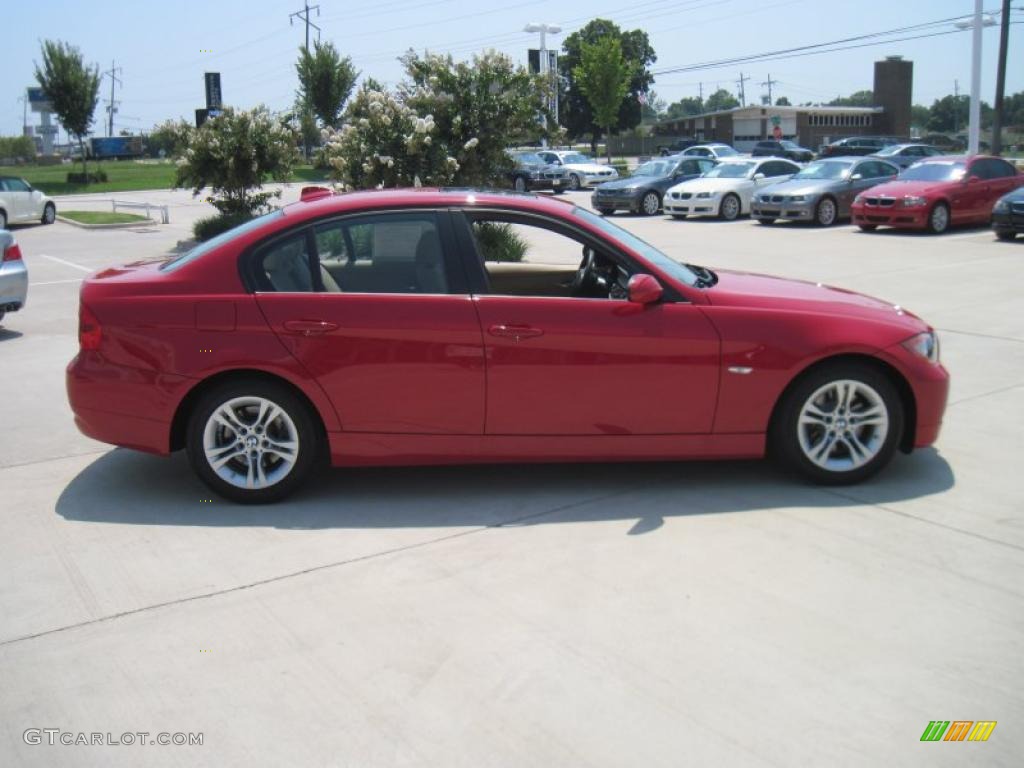 2008 3 Series 328i Sedan - Crimson Red / Beige photo #4