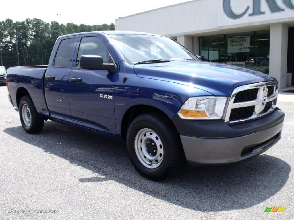 2010 Ram 1500 ST Quad Cab - Deep Water Blue Pearl / Dark Slate/Medium Graystone photo #2