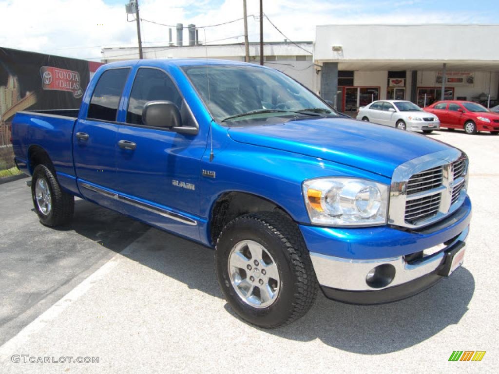 2008 Ram 1500 Lone Star Edition Quad Cab 4x4 - Electric Blue Pearl / Medium Slate Gray photo #3