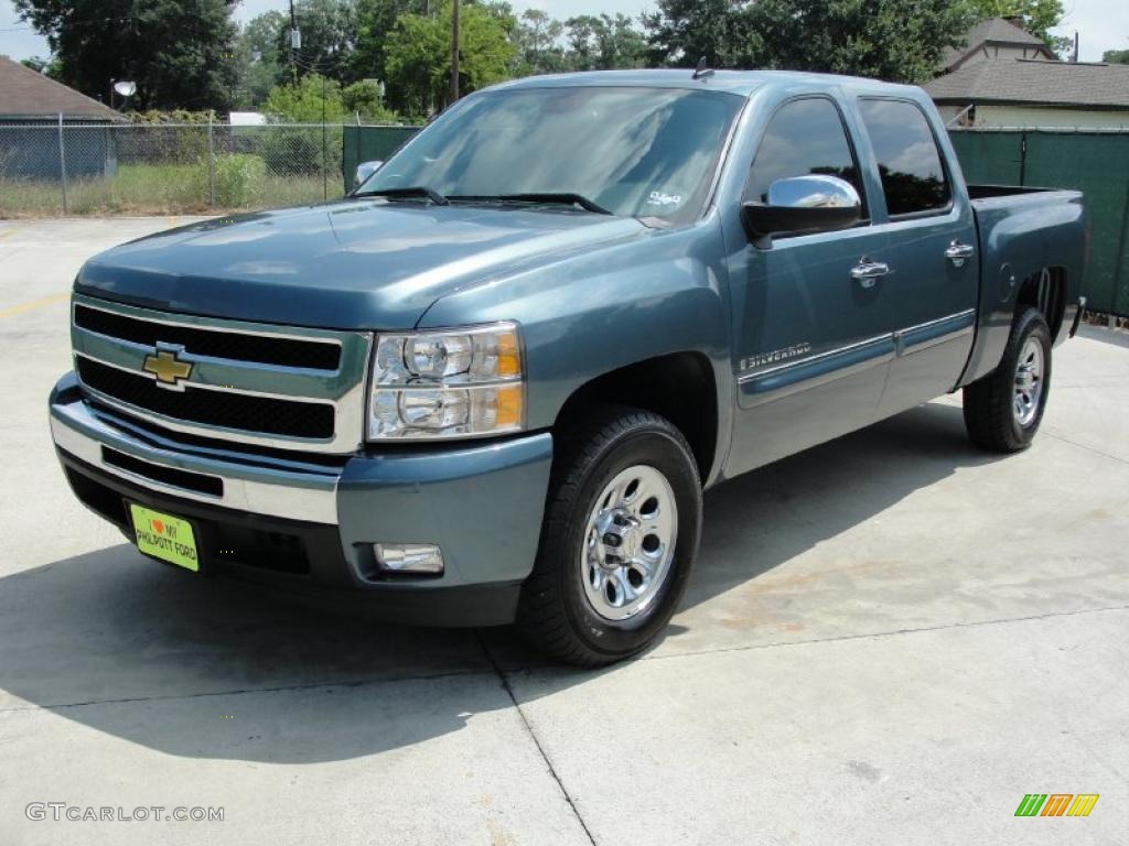 2009 Silverado 1500 LT Crew Cab - Blue Granite Metallic / Dark Titanium photo #7