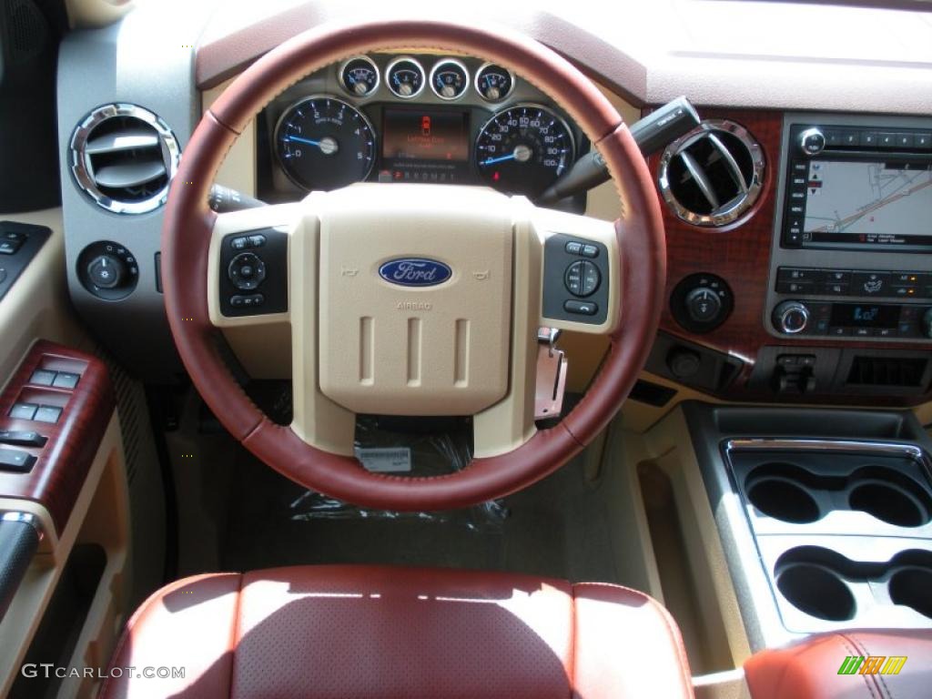 2011 Ford F350 Super Duty King Ranch Crew Cab 4x4 Chaparral Leather Steering Wheel Photo #34156664