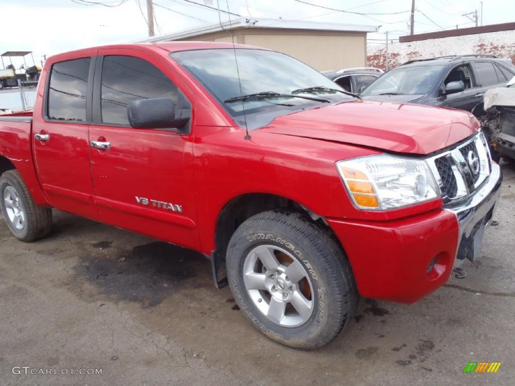 2007 Titan SE Crew Cab 4x4 - Red Alert / Graphite Black/Titanium photo #9