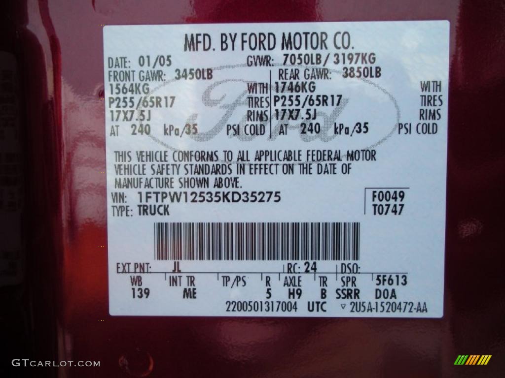 2005 F150 XLT SuperCrew - Dark Toreador Red Metallic / Medium Flint/Dark Flint Grey photo #24