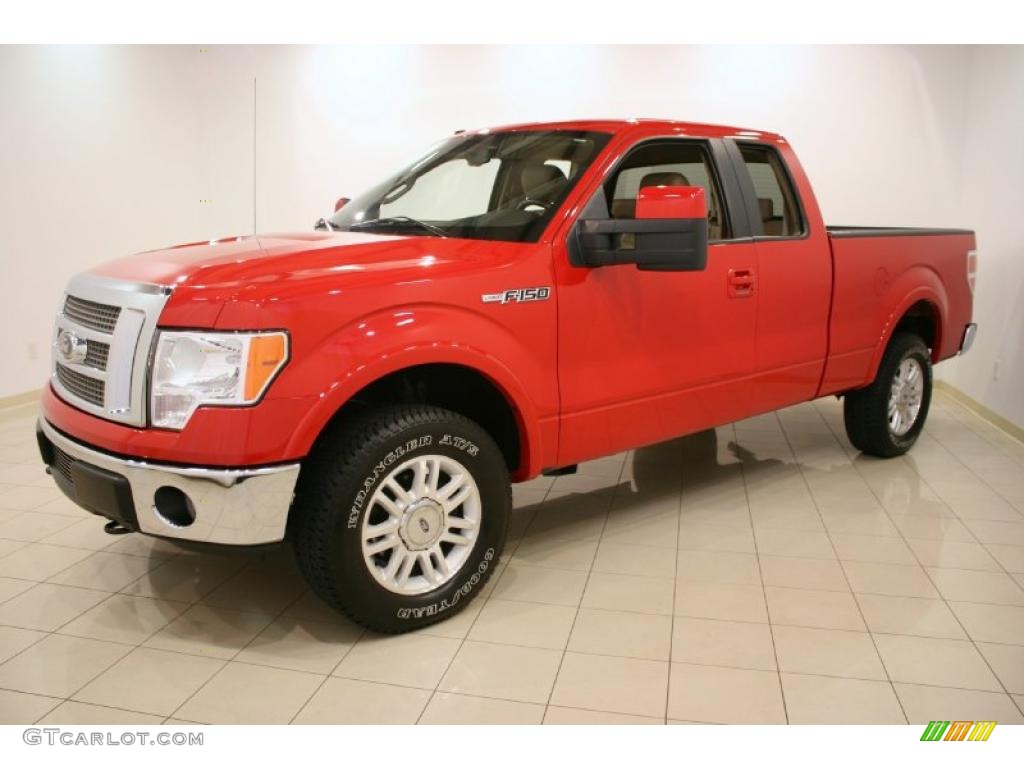 Bright Red 2009 Ford F150 Lariat SuperCab 4x4 Exterior Photo #34185573